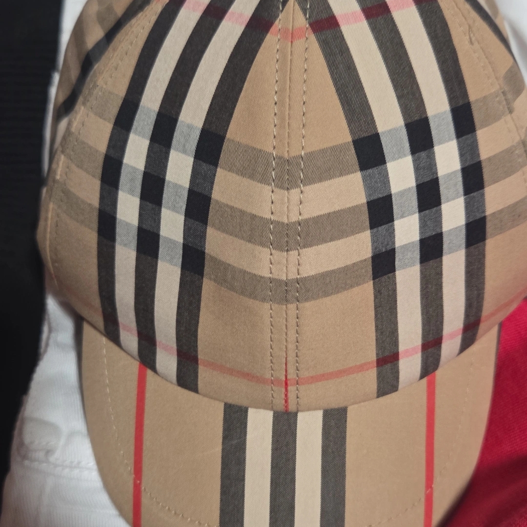 Burberry Beige And Black Checkered Cap